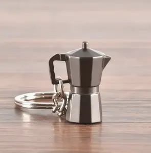 La Greca Moka, Cafeteria , Keychain for Coffee Lovers Zinc Alloy Espresso Maker Bag Charm Fun Stylish Personalized Gift for Graduation Birthday Fashion Accessory