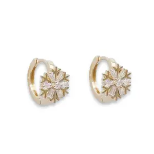 Snowflake Gold Hoop Earrings for Women
