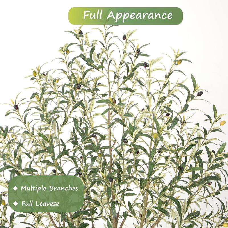 Nafresh 5ft/6ft/7ft/8ft Super Full Artificial Olive Tree Indoor,Large Faux Olive Tree with Decorative Planter, Lifelike Leaves,Vibrant Fruits for Living Room Bedroom Patio Balcony Corner Decor
