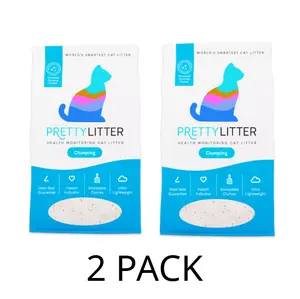 Pretty Litter Clumping Health Monitoring Cat Litter, 10 lb Bag - Unscented Silica Gel Crystals with Color-Changing pH Indicator & Advanced Odor Control - Pack of 2