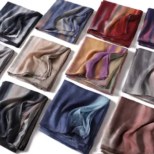 Tie Dye Printed Hijab Head Scarf Premium Muslim Women Ombre Watercolor Cotton Rayon Hijab Scarf