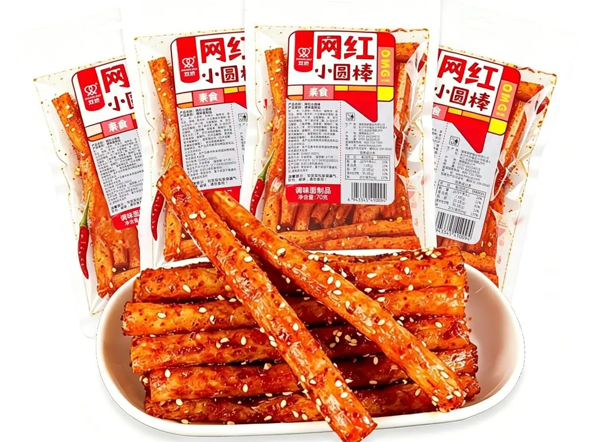 4 Packs Latiao Spicy Strip, Chinese Special Spicy Snacks, Classic Casual Snacks, Stick Shaped 70g / 2.47oz per Pack, Plant-Based Gluten-Free #spicy lover #very spicy #chinese special classic handmade spicy
