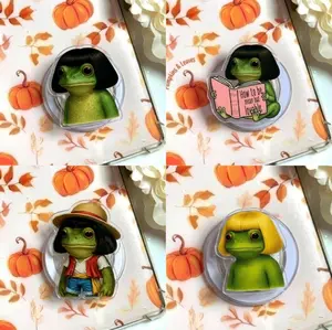 (4 Options) Funny Frog Bob Haircut Phone Grip MagSafe, Funny Frog Read Book Phone Holder, How To Be Mean But Lovable Kindle Grip, Summer Vibes Phone Grip Holder, Gifts For Girls Boys