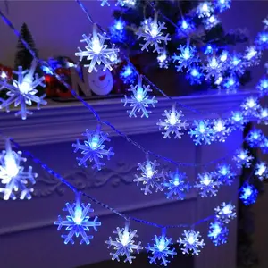 1.5m/3m/6m LED Snowflake String Lights, Wireless Hanging Decorations, Party Lighting Decoration, Winter Party Lights for Christmas Tree, Home, Windows