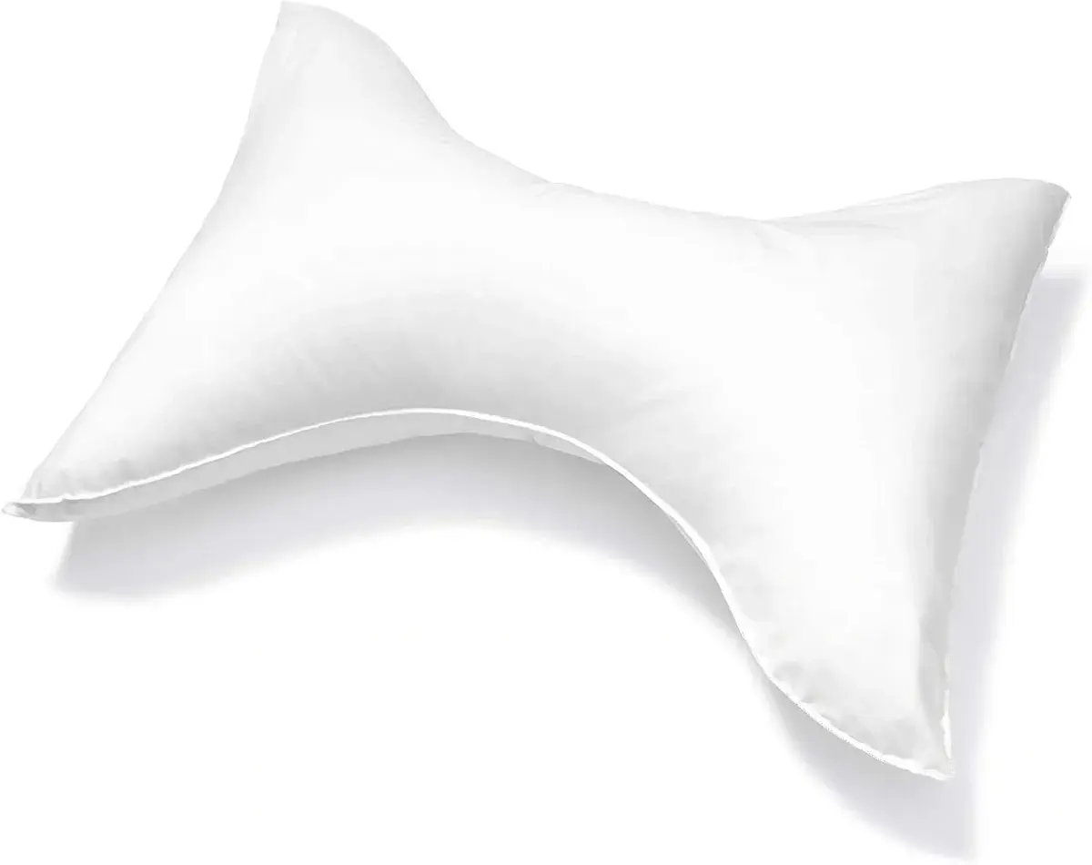 Orthopedic Butterfly Neck Pillow - 20x26 in Firm Microfibre Ergonomic Neck Support Cushion, Anti-Allergic, Anti-Dust Mite, Breathable Flat Weave Skin-Friendly Fabric, Machine Washable, Free Pillowcase for Sleeping Pain Relief, 20 X 26 Inches
