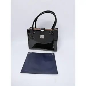 Pre-owned SALVATORE FERRAGAMO Leather Shoulder Bags Patent Tote Bag Black Gancini Lock Top Handle Work Bag Pouch JD048FG