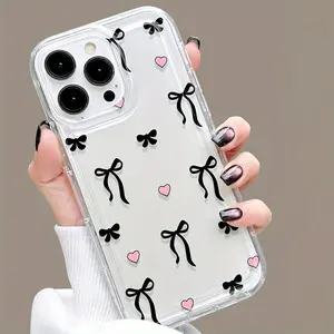 Bow Pattern Phone Case, Cute Phone Protective Cover, Phone Accessory Compatible with iPhone 11 12 13 14 15 16 Pro Max