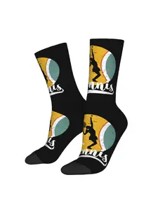 Men Tennis Trainer Socks Tube Socks with FullBody Tennis Court Print Lines Athletic Training Socks