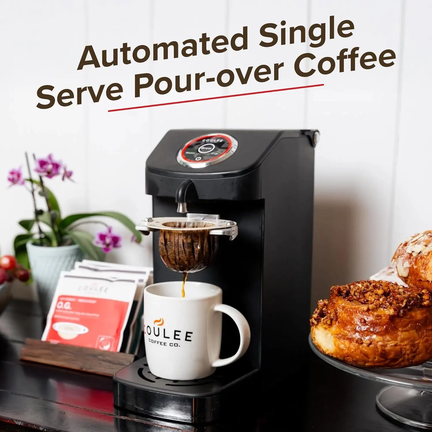Coule SWIRL Single Serve Coffee Maker, Electric Kitchen Appliances, Use  with Cups or Mugs, Includes 20 EcoPour All Paper Coffee Filters, Home  Essentials, Automated Pour Over, Black, Variety Pack - TikTok Shop