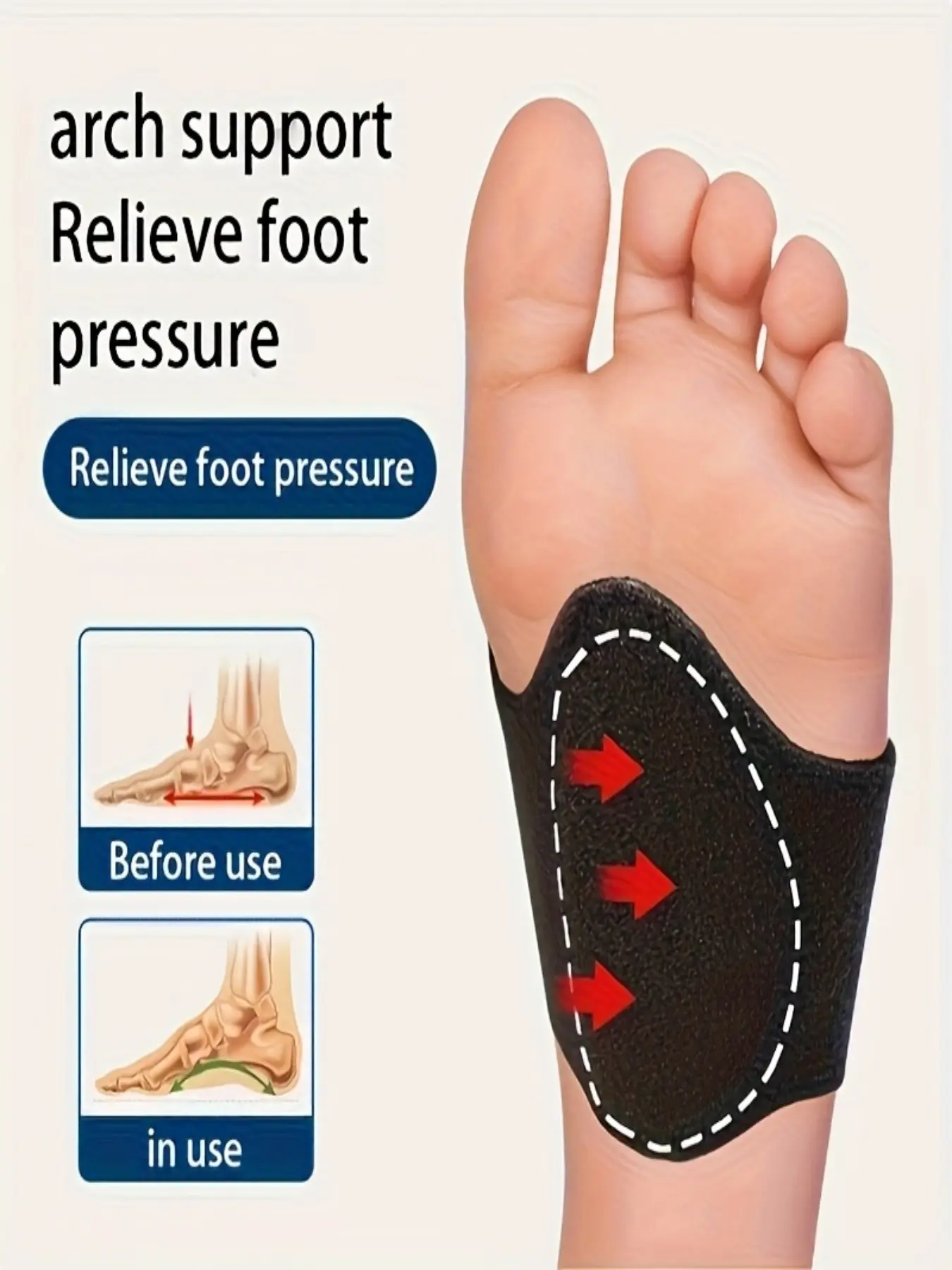 Ergonomic Insoles Set, 2 Pairs with Figure-8 Heel Pad, Breathable Fabric & Durable Plastic, Comfort Shock Absorption, Ideal for Daily Use, Shock Absorbing Insoles