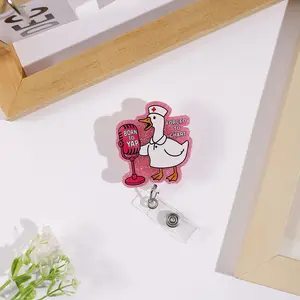 Cute Nurse Goose Nursing Badge Reel, Badge Holder, Microphone & Slogan ID Card Clip, Adorable Daily Accessory, Perfect Gift for Nurses