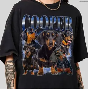 Trendy Vintage Pet Lover Tee With Pet Face Design Retro 90s Inspired Graphic T-Shirt For Dog And Cat Enthusiasts Worldwide Black Oversize Crewneck Menswear