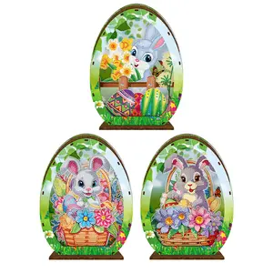Wooden Easter Egg Rabbit Special Shaped Diamond Painting Lamp for Adult Kids