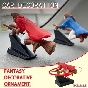 Witch and Witchcraft Broom Car Decoration, Car Interior Accessory, Fun Drift Turn Decor, Fantasy Car Gift, Interior Dashboard Drift Ornament for Car Enthusiasts