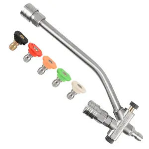 Stainless Stee Dual-Connector with 5 Pressure Washer Sprayer Nozzles Tips, 1/4" Quick Connect, Pressure Washing Double Tip Attachment for Soap Foam Cannon, Car Washing Accessory, Driveway, Roof Cleaning