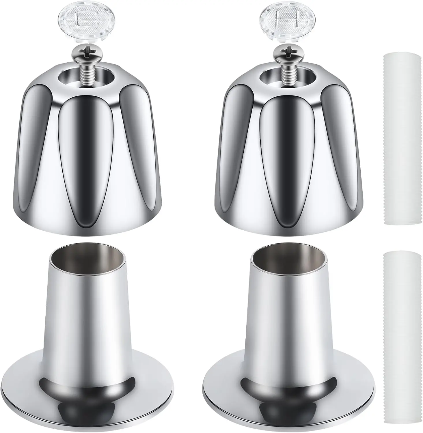 2- Shower Knob Replacement, Compatible with Price Pfister Verve & Bathtub Shower Faucet Handle, Include Hot & Cold Knob & Flange Base (Polished Chrome)