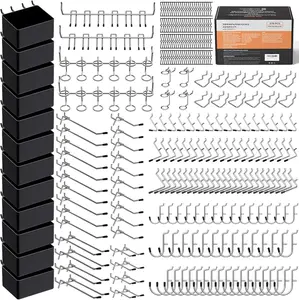 278 count Pegboard Accessories Organizer Kit, Peg Board Hooks Assortment with Bins for Organizing Various Tools, Fit 1/8 or 1/4 inch Pegboard for Hanging Storage, Garage Wall Attachments
