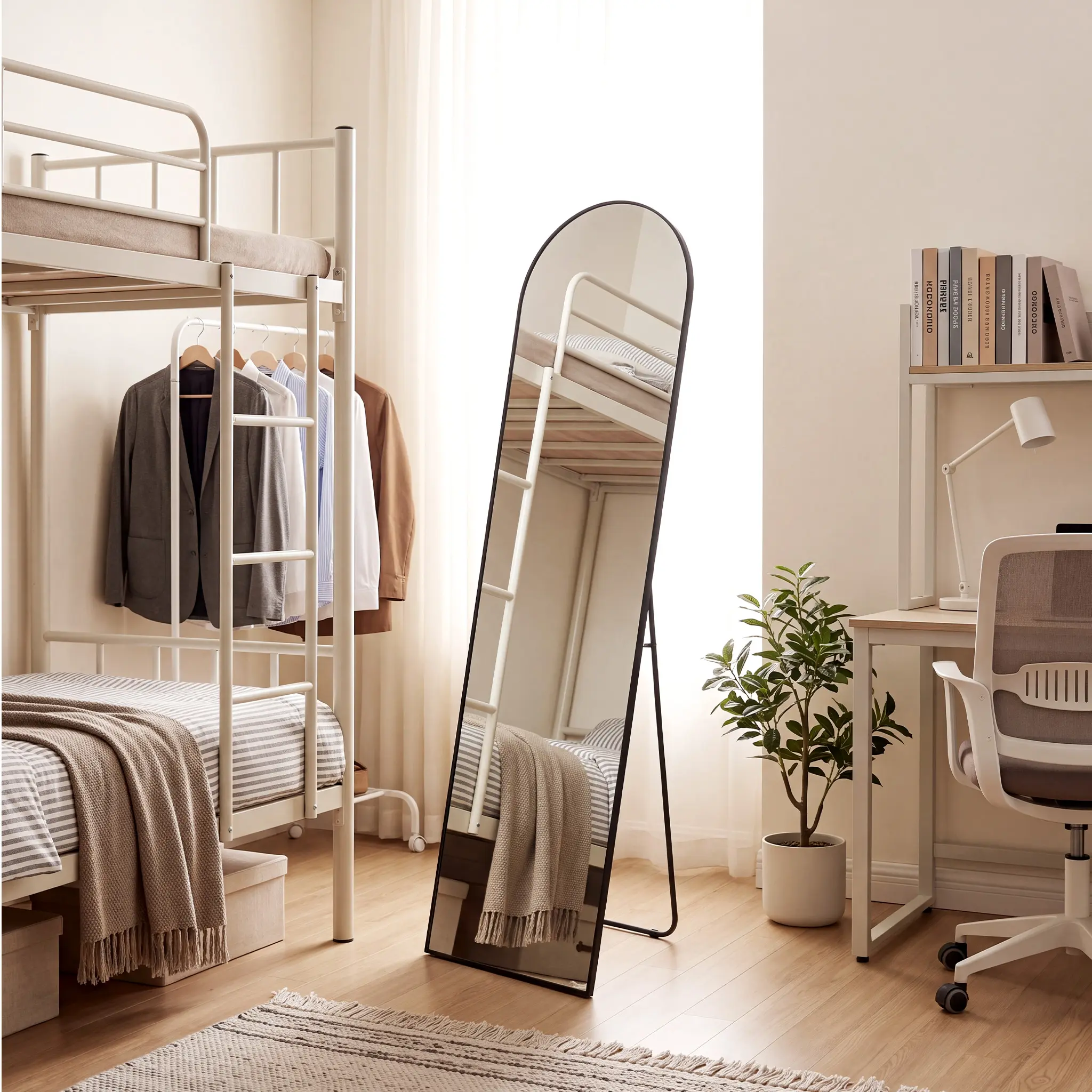 Full Length Mirror, Freestanding Floor Mirror with Stand, Slim Aluminum Frame Wall Mounted or Leaning Mirror for Bedroom, Living Room, Dressing Room, College Dorm Room Decor