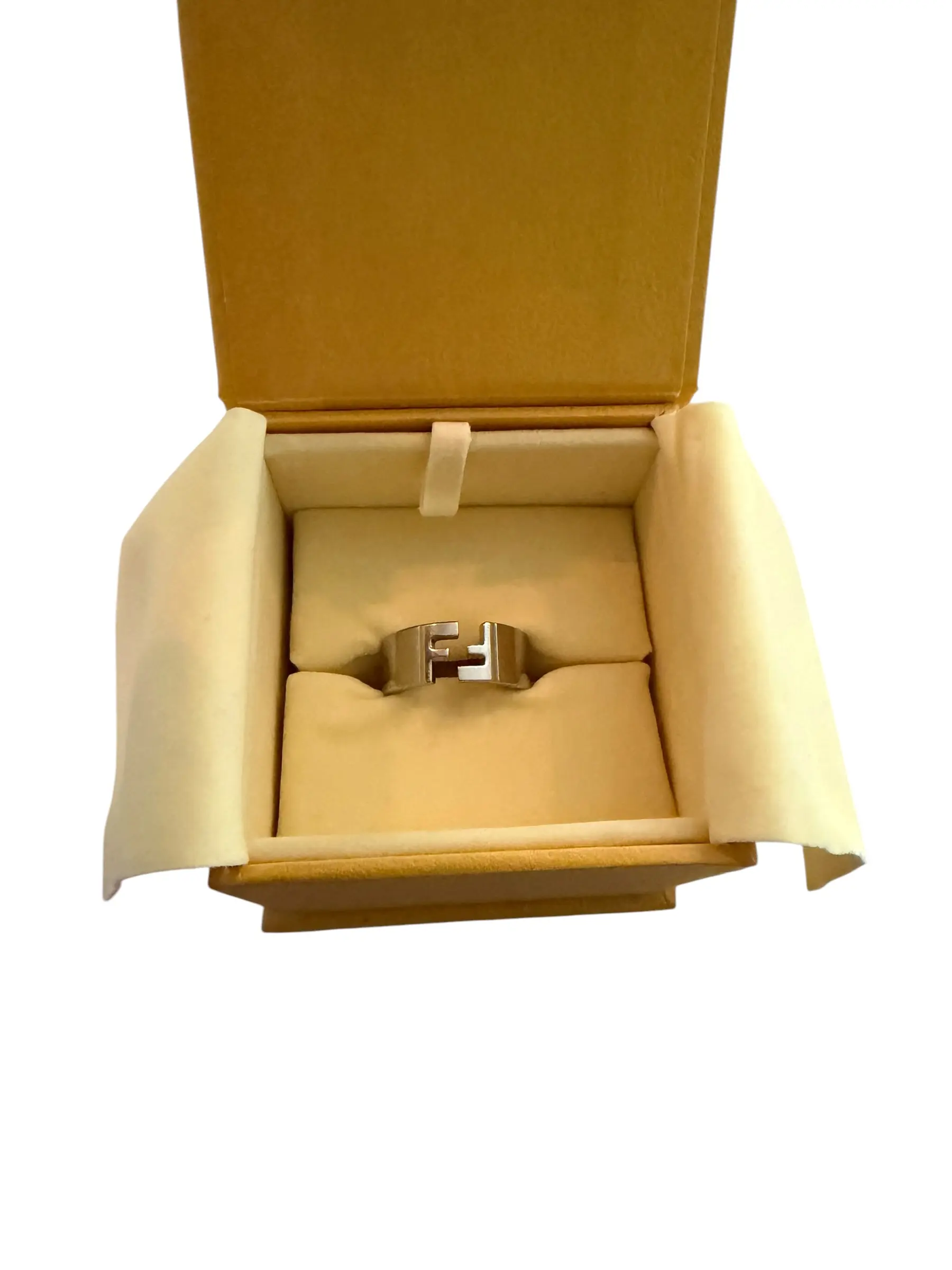 Pre-owned Fendi Forever F Silver Ring with Box Perfect for Daily Use