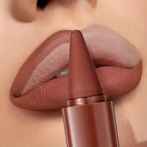 2-In-1 Rotating Soft Matte Lipstick and Lip Liner, Easy to Apply Velvet Matte Finish, Natural Lip Liner, Available in 6 Colors, Matte Lip Pencil