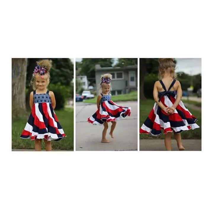 Red, white and blue Swirl Dress