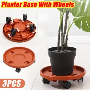 3pcs/set Heavy-Duty Round Plastic Plant Trays with Wheels, Easy to Move and Water, Indoor and Outdoor Use, Multi-Functional Gardening Tool