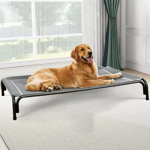 Elevated Dog Bed for Large Dogs – Raised Cooling Pet Cot with Breathable Mesh, Portable Indoor Outdoor Dog Bed with Non Slip Feet