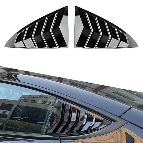 Side Window Louvers Compatible with Model 3 2017-2024 Sport Decoration Accessories Air Vent Scoop Louver Window Scoop Louver Cover Glossy Black（Not for Highland）