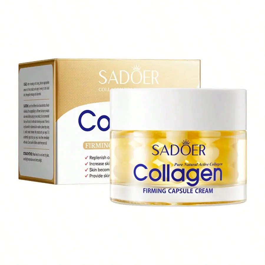 Sadoer Collagen Firming Capsule Cream - Pure Natural Active Collagen for Replenishing and Increasing Skin Firmness