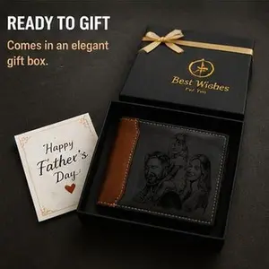 Personalized Photo Leather Wallet, Engraved Gift for Dad, Father's Day Special Keepsake