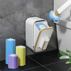 Wall Mounted Toilet Brush Set, 1 Set Toilet Brush with Holder & 24pcs Disposable Brush Head, Bathroom Cleaning Tool, Bathroom Supplies