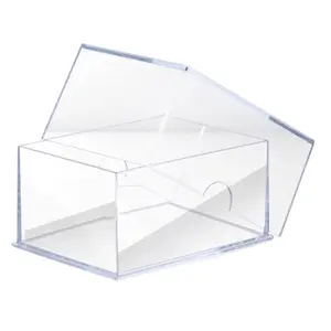 RIXUGIT 100 Count 2-Piece Slider Clear Card Storage Box