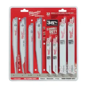 Milwaukee 49-22-1132 SAWZALL Demo and THIN KERF Blade Set 32PC