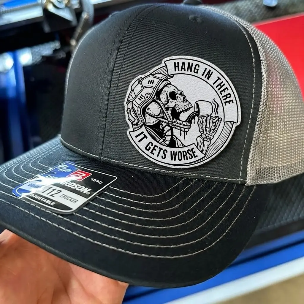 Hang In There It Gets Worse Skull Trucker Hat – Dark Humor Vintage Cap for men&women