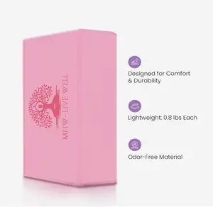 Live Well Pink Yoga Block EVA Foam Brick for Support Stretching Alignment 3x6x9 inches Odor-Free Comfort Durable Yoga Accessories for Home Studio