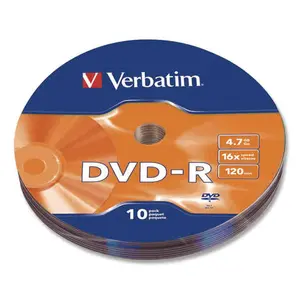 Verbatim VER97901 4.7 GB 16x Wrap DVD-R Recordable Disc, Silver - Pack of 10