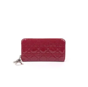 Pre-owned Dior Patent Leather Wallet Lady Long Red Cannage Quilted Patent Leather,Sku:SH50 2012