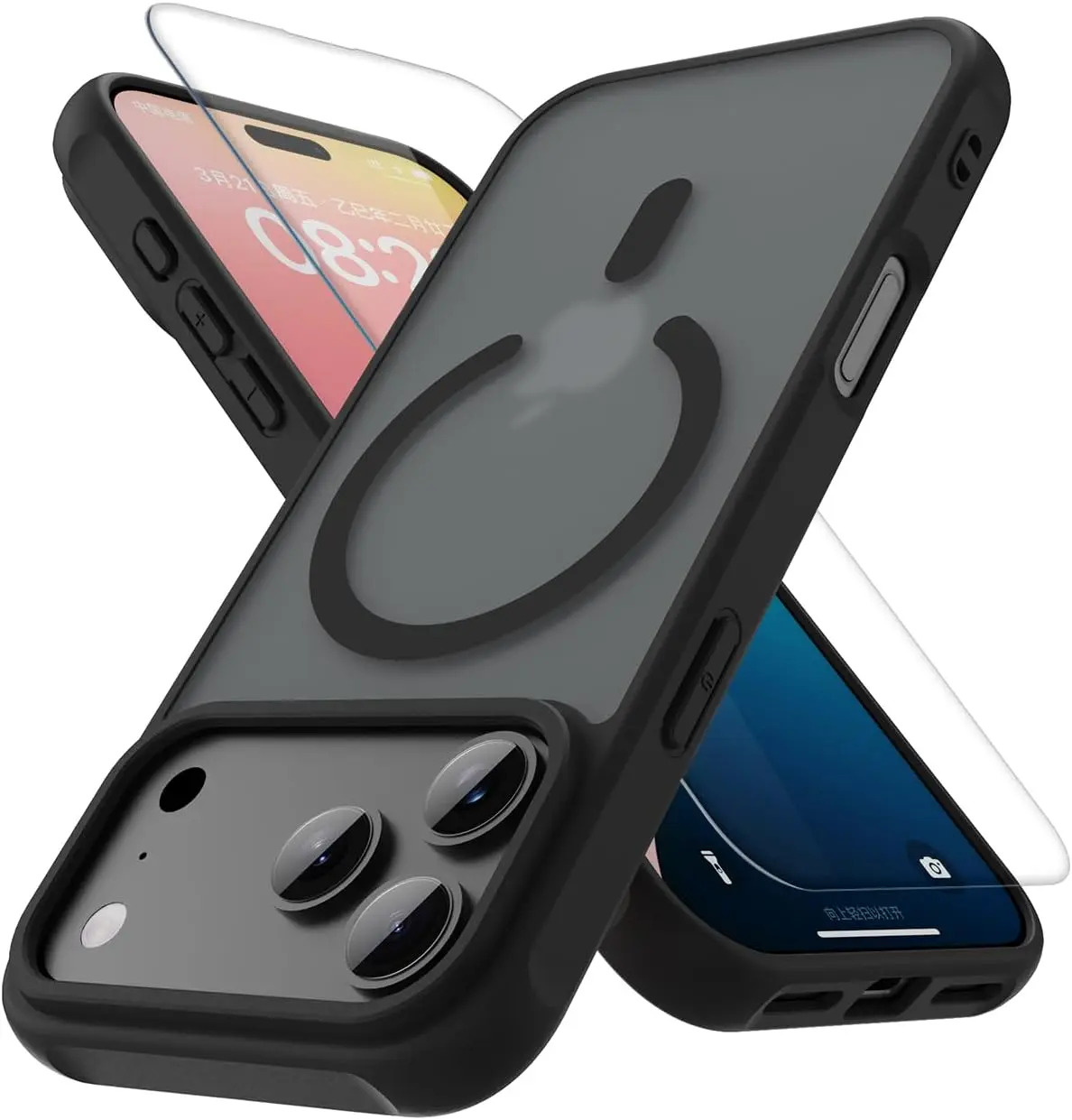 Tigowos Magnetic iPhone 17 Pro Max Case with Screen Protector Mil-Grade Drop Protection Compatible with Magsafe Shockproof Slim Translucent Matte Protective Phone Case