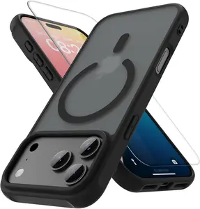 Magnetic for iPhone 17 Pro Max Case with 1 Screen Protector [Mil-Grade Drop Protection] [Compatible with Magsafe] Shockproof Slim Translucent Matte Protective Phone Case
