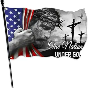 One Nation Under God Flag ,God Bless America Flag,3x5 Feet Outdoor Christian Jesus American Flag, Patriotic Faith Decor for House Yard Garden Religious Symbolism Daily Displays National Pride Garden Enhancements