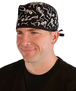Classic Surgical Scrub Cap - Dancing Skeletons with Black Ties (Glow In The Dark)