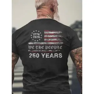 Vintage Distressed American Flag 250 Years Graphic Tee Unisex Top Streetwear Short Sleeve Crewneck Casual Summer Outfit Gift