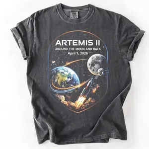 Comfort Colors Artemis II Rocket Launch Shirt, Artemis 2 Journey Around the Moon Tee, Space Exploration Shirt, Moon Mission Fan Gift