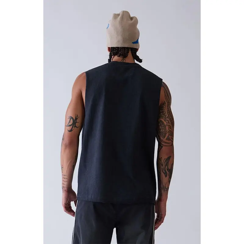 A.R.C. Men's Washed Black Vintage Wash Cut Off Muscle T-Shirt