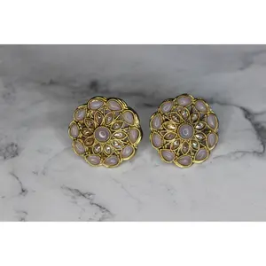 Kundan Mini Round Stone Stud Earrings