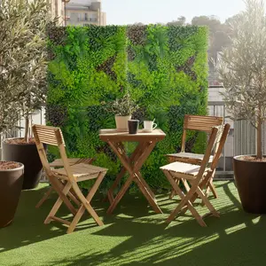 Artificial Greenery Wall Backdrop Panels, 40"×40" Grass Panels with Mixed Fern and Ivy Leaves, UV-Protected for Outdoor Use – 2 Panels, Covers 22 Sq. Ft.
