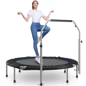 Sweetcrispy Outlet 40"/48" Foldable Mini Trampoline for Adults, Rebounder Trampoline for Adults with Adjustable Bar