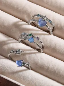 Double Layer Heart Design Cat Eye Ring, Clear Transparent Texture, Slimming Finger Ring, Ideal Gift Jewelry for Girlfriend and Best Friend