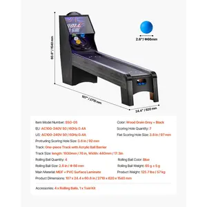 VEVOR9'RollandScoreClassicArcadeGameTable, Skee Ball Arcade, withLEDElectronic Scorer TrackLighting, Sound, AutomaticBallReturn, AdultsKidsHomeRecreationGameRoom, 4BallsIncluded