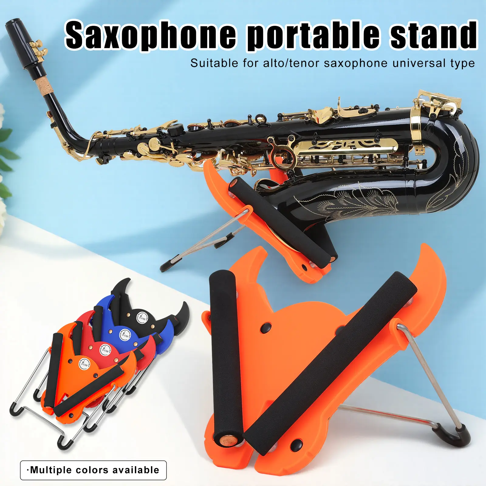 Slade Bull Head Stainless Steel Alto Saxophone Stand, Durable Musical Instrument Accessory, Ideal for Performance & Practice